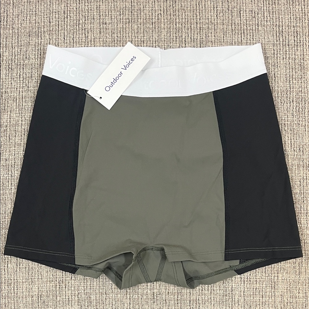 Outdoor Voices Black and Olive Biker Shorts Mini